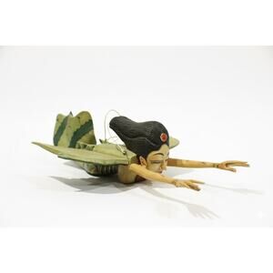 Set of 3 Vintage Balinese Spirit Chaser Guardian Mobile Winged Wood Carving Art